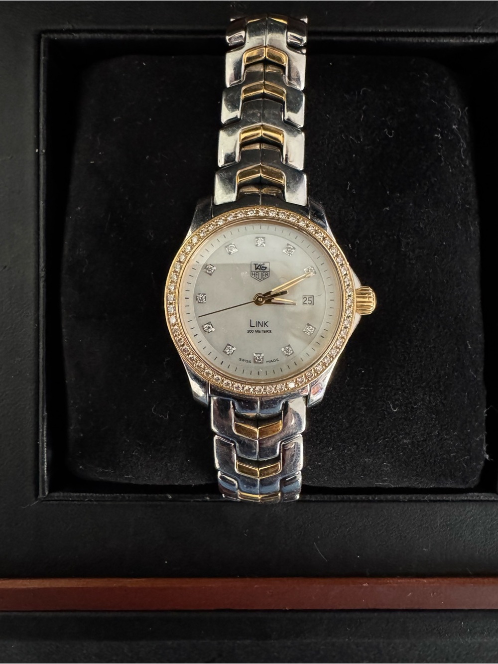 TAG Heuer Link Ladies Diamond Watch WJF1354.BB0581 Two-Tone MOP Box Papers